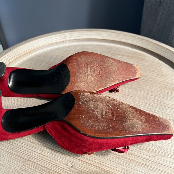 Stuart Weitzman Red Suede Mules - Picture 2 of 3